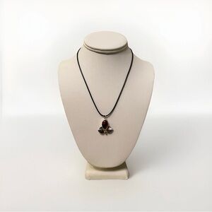 Sterling Silver Red Amber Teardrop Pendant Necklace - Women's Jewelry
